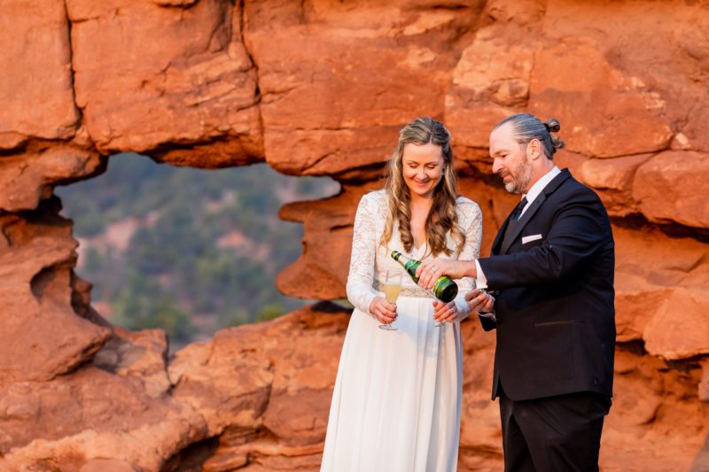 Toasting your Elopement at Garden of the Gods