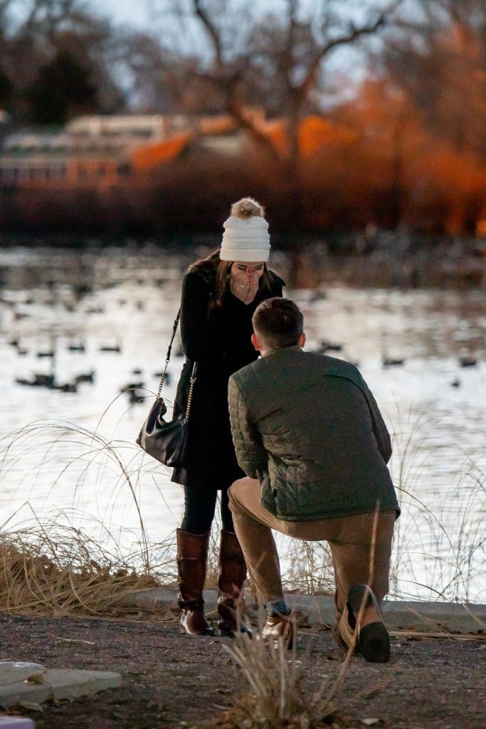 Denver Pary surprise proposal at the duck pond